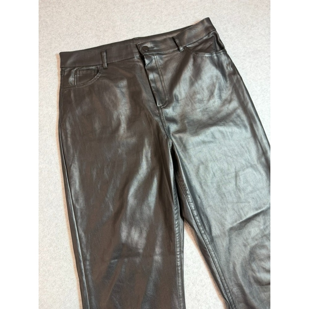 Haute Monde Faux Leather Pants Women Size L Black High Rise Straight